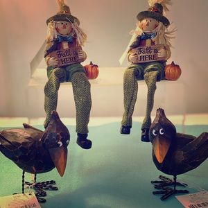 Brand New Fall Harvest Scarecrow Figurine Set